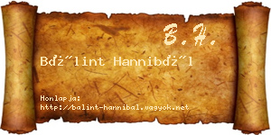 Bálint Hannibál névjegykártya